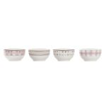 DKD Home Decor Tigela Porcelana Cor de Rosa Branco Porcelana Bone China (13 X 13 X 7 cm) (4 Unidades) - 8424001938254 - S3037108