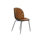 DKD Home Decor Cadeira de Sala de Jantar Preto Metal Camel Pu (54,5 X 53 X 86 cm) - 8424001802449 - S3038652
