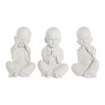 DKD Home Decor Figura Decorativa Acabamento Envelhecido Branco Monge Oriental Magnésio (24 X 22 X 39 cm) (3 Unidades) - 8424002032159 - S3039605