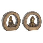 DKD Home Decor Figura Decorativa Acabamento Envelhecido Dourado Castanho Buda Oriental Magnésio (40 X 13 X 40 cm) (2 Unidades) - 8424002032197 - S3039608