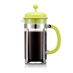 Bodum Caffettiera Cafeteira de Prensa com Tampa de Plástico, 8 Chávenas, 1.0 L, Aço Inox, Verde Lima