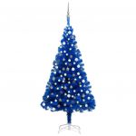 Árvore de Natal Artificial com Luzes LED e Bolas 120 cm Pvc Azul - 3077593