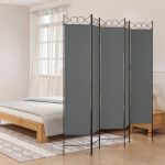 Biombo/divisória com 5 Painéis 200x200 cm Tecido Antracite - 350156