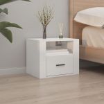 Mesa de Cabeceira de Parede 50x36x40 cm Branco Brilhante - 816884