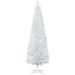 HomCom Árvore de Natal Artificial 180cm Ignífugo com 390 Ramos de Pvc e Suporte de Metal Decoração de Natal para Interiores Branco
