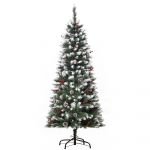 HomCom Árvore de Natal Artificial 150cm com 408 Ramos 28 Bagas 24 Pinhas Folhas de Pvc e Suporte Metálico para Interiores Verde