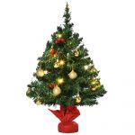 HomCom Mini Árvore de Natal 60cm Artificial Decoração de Natal de Pinheiro com Suporte Metálico 73 Ramos Pvc Ø20x60cm Verde