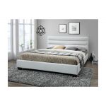 Vente Unique Cama Faustin 160x200 cm Pele Sintética Branca