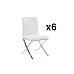 Vente Unique Conjunto 6 Cadeiras Pele Sintética e Aço Inoxidável Cor Branco Caly