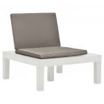 Cadeira Lounge de Jardim com Almofadão Plástico Branco - 48825
