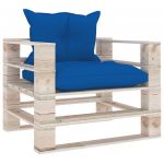 Sofá de Paletes para Jardim com Almofadões Azul Real Pinho - 3066049