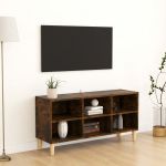 Móvel de TV Pernas Madeira Maciça 103,5x30x50cm Carvalho Fumado - 813152