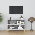 Móvel de TV com Pernas de Madeira 69,5x30x50 cm Cinzento Sonoma - 813147