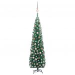 Árvore de Natal Artificial Fina com Luzes Led/bolas 210 cm Verde - 3077853