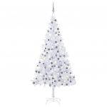 Árvore de Natal Artificial com Luzes LED e Bolas L 240cm Branco - 3077668