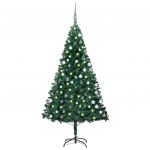 Árvore de Natal Artificial com Luzes LED e Bolas 180cm Pvc Verde - 3077708