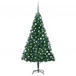 Árvore de Natal Artificial com Luzes LED e Bolas 150cm Pvc Verde - 3077707