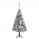 Árvore de Natal Artificial com Luzes LED e Bolas 150cm Pvc Verde - 3077915