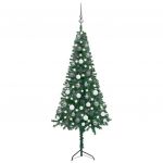 Árvore Natal Artif. Canto com Luzes Led/bolas 120 cm Pvc Verde - 3077962