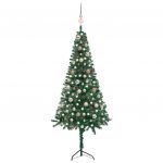 Árvore Natal Artif. Canto com Luzes Led/bolas 150 cm Pvc Verde - 3077953