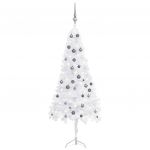 Árvore Natal Artif. Canto com Luzes Led/bolas 180 cm Pvc Branco - 3077969