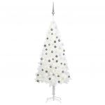 Árvore de Natal Artificial com Luzes LED e Bolas 150 cm Branco - 3077719