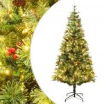 Árvore de Natal com Luzes LED e Pinhas 150 cm Pvc e Pe Verde - 344288