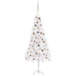 Árvore Natal Artif. Canto com Luzes Led/bolas 150 cm Pvc Branco - 3077958