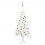 Árvore de Natal Artificial com Luzes LED e Bolas 120 cm Branco - 3077718