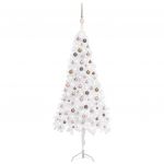 Árvore Natal Artif. Canto com Luzes Led/bolas 210 cm Pvc Branco - 3077960