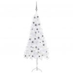 Árvore Natal Artif. Canto com Luzes Led/bolas 210 cm Pvc Branco - 3077970