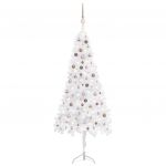 Árvore Natal Artif. Canto com Luzes Led/bolas 240 cm Pvc Branco - 3077961
