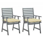 Cadeiras de Jantar Exterior com Almofadões 2 Peças Acácia Maciça - 3064418