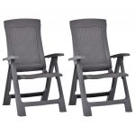 Cadeiras de Jardim Reclináveis 2 Peças Plástico Mocca - 48762