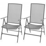 Cadeiras de Jardim Empilháveis 2 Peças Aço Cinzento - 42716
