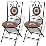 Cadeiras de Bistrô Dobráveis 2 Peças Cerâmica Terracota e Branco - 41535