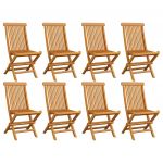 Cadeiras de Jardim Dobráveis 8 Peças Madeira de Teca Maciça - 3072916