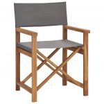 Cadeira de Realizador em Madeira de Teca Maciça Cinzento - 47411