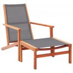 Cadeira de Jardim com Apoio Pés Eucalipto Maciço/textilene Cinza - 48696