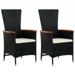 Cadeiras de Exterior com Almofadões 2 Peças Vime Pe Preto - 47675