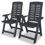 Cadeiras Jardim Reclináveis 2 Peças Plástico Antracite - 43897