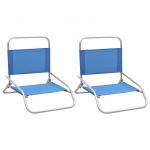 Cadeiras de Praia Dobráveis 2 Peças Tecido Azul - 310365