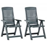 Cadeiras de Jardim Reclináveis 2 Peças Plástico Verde - 48767