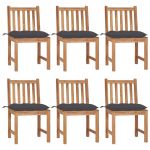 Cadeiras de Jardim 6 Peças com Almofadões Madeira de Teca Maciça - 3073130