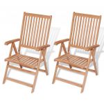 Cadeiras de Jardim Reclináveis 2 Peças Madeira Teca Maciça - 43029