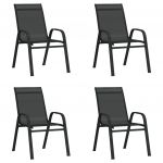 Cadeiras de Jardim Empilháveis 4 Peças Textilene Preto - 318780