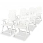 Cadeiras de Jardim Reclináveis 6 Peças Plástico Branco - 275068