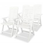 Cadeiras de Jardim Reclináveis 4 Peças Plástico Branco - 275067