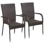 Cadeiras de Exterior Empilháveis 2 Peças Vime Pe Castanho - 44237
