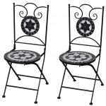 Cadeiras de Bistrô Dobráveis 2 Peças Cerâmica Preto e Branco - 41533